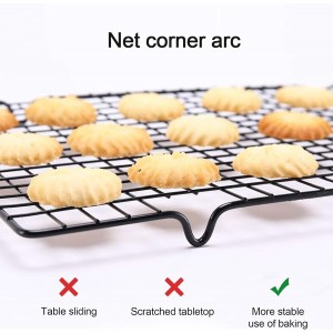 Lamoutor 2Pcs Metal Kitchen Baking Cooling Rack Square Wire Cooling Rack for Cake and Meat 10 x 11 inches (Black)