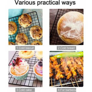 Lamoutor 2Pcs Metal Kitchen Baking Cooling Rack Square Wire Cooling Rack for Cake and Meat 10 x 11 inches (Black)