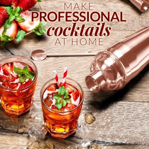 Zulay Cocktail Shaker Set - Stainless Steel Mixed Drink Shaker - Martini Shaker Set with Build in Strainer, Double Sided Jigger & Muddler Combo Mixing Spoon - Pro Margarita Shaker - Large 24oz