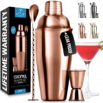 Zulay Cocktail Shaker Set - Stainless Steel Mixed Drink Shaker - Martini Shaker Set with Build in Strainer, Double Sided Jigger & Muddler Combo Mixing Spoon - Pro Margarita Shaker - Large 24oz