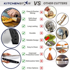 KitchenStar 18-Inch Pizza Cutter Rocker Blade - Sharp Stainless Steel Slicer Knife, Protective Cover, Dishwasher Safe, Extra Large - Commercial Pizza Oven Accessories