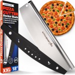 KitchenStar 18-Inch Pizza Cutter Rocker Blade - Sharp Stainless Steel Slicer Knife, Protective Cover, Dishwasher Safe, Extra Large - Commercial Pizza Oven Accessories