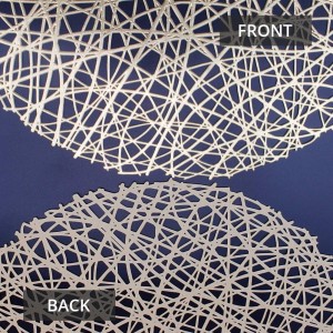 Gold Round Placemats for Dinner Table Set of 6 Metallic Hollow Out Line Circle Table Mats Vinyl Place Mats for Dinning Decor Wedding Accent Centerpiece