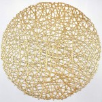 Gold Round Placemats for Dinner Table Set of 6 Metallic Hollow Out Line Circle Table Mats Vinyl Place Mats for Dinning Decor Wedding Accent Centerpiece