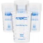 TCP Global 32 oz. (1000ml) Graduated Plastic Mixing Cups (Box of 25) - Disposable Plastic Measuring Cups for Liquids, Paints, Resin, Epoxy, Art, Kitchen - Ratios 2-1, 3-1, 4-1 ML
