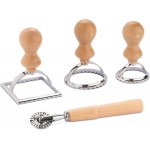 Navaris Ravioli Stamp Set - Set of 3 Shape Cutters with Roller for Cutting Home-Made Ravioli Pasta Parcels - Pastry and Dough Cookie Cutter Tools