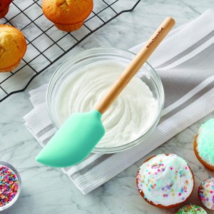 KitchenAid Universal Bamboo Handle Scraper Spatula, Aqua