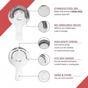 Hawthorne Strainer, Stainless Steel Cocktail Strainer with High Density Spring | Mirrored Finish - Effortless Straining for Boston Shakers & Mixing Glasses, One Strainer
