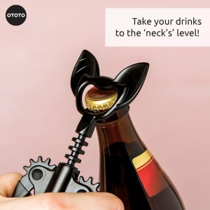 OTOTO Vino Spooky Bat 2-in-1 Wine & Beer Opener, Corkscrew & Bottle Opener - Goth Wine Accessories & Gifts for Wine Lovers