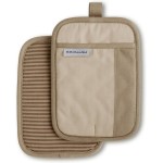 KitchenAid Beacon Two-Tone Non-Slip Pot Holder Set, Milkshake/Beige, 7