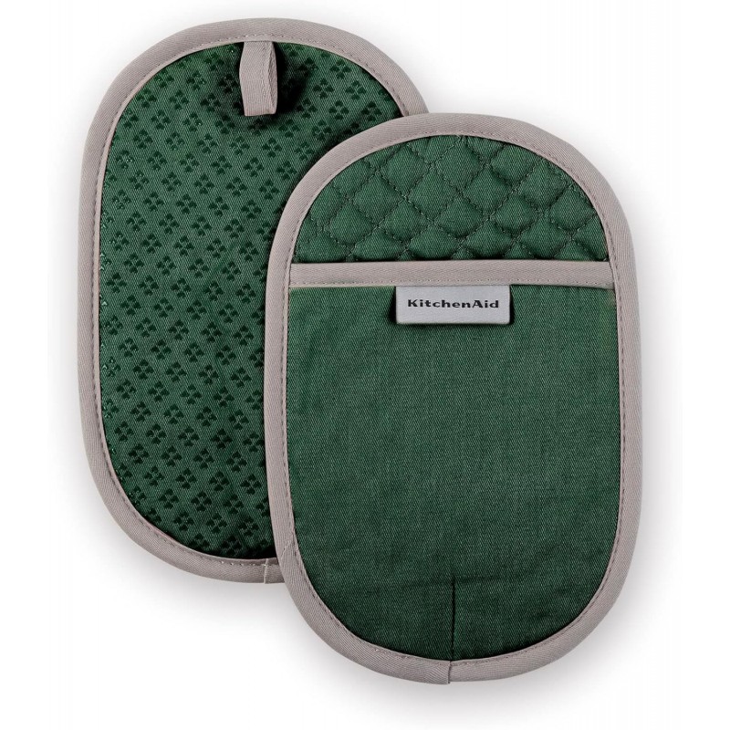 KitchenAid Asteroid Pot Holder 2-Pack Set, Pebbled Palm Green, 6.5
