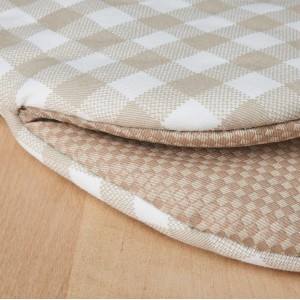 KitchenAid Gingham Mini Oven Mitt 2-Pack Set, Milkshake Tan, 5.5