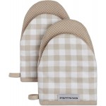KitchenAid Gingham Mini Oven Mitt 2-Pack Set, Milkshake Tan, 5.5