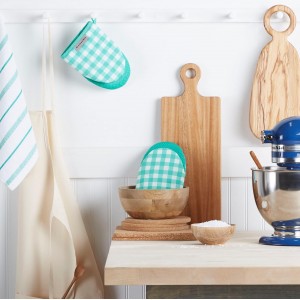 KitchenAid Albany Mini Oven Mitt 2-Pack Set, Aqua Sky, 5.5