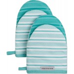 KitchenAid Albany Mini Oven Mitt 2-Pack Set, Aqua Sky, 5.5