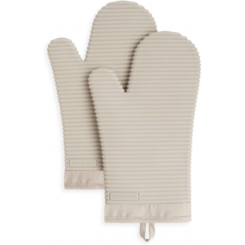 KITCHENAID Ribbed Soft Silicone Oven Mitt 2-Pack Set, 7.5