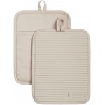 KitchenAid Ribbed Soft Silicone Pot Holder 2-Pack Set, Milkshake Tan, 7
