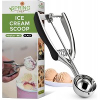 Spring Chef Medium #40 Stainless Steel Cookie Scoop for Baking - Multifunctional Cookie Dough Scoop with Trigger Release, 1.7 Tablespoon Food Scooper for Kitchen - Dishwasher Safe Melon Baller - Black