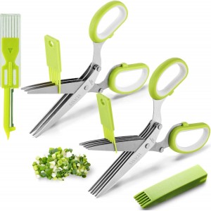 2-Pack Herb Scissors Set with 5 Blades &...