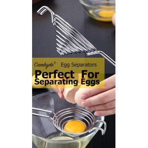 CAMKYDE Egg Separator Food Grade Stainless Steel Egg Yolk White Separation Tool, Set of 2 (Blue)