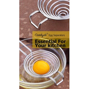 CAMKYDE Egg Separator Food Grade Stainless Steel Egg Yolk White Separation Tool, Set of 2 (Blue)