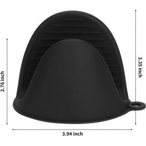 tifanso Silicone Oven Mitts Pot Holders Sets for Kitchen Heat Resistant Small Kitchen Mittens Rubber Air Fryer Mitts Mini Pot Pinch Grip for Cooking and Baking 1 Pair (Black)