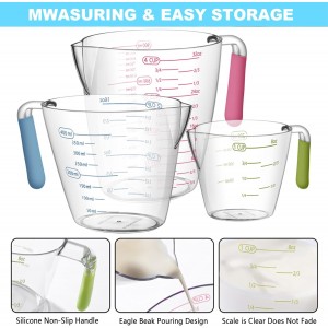 20-Piece Measuring Cups and Spoons Set, Nesting Stainless Steel Measuring Cups Spoons with Plastic Measuring Cup for Dry and Liquid Ingredients, Kitchen Cooking & Baking Gadgets