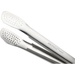 Devico Kitchen Tongs for Cooking, 2-Piece 12 inch 18/8 Stainless Steel Metal BBQ Grill Tongs with Lock