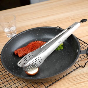 Devico Kitchen Tongs for Cooking, 2-Piece 12 inch 18/8 Stainless Steel Metal BBQ Grill Tongs with Lock