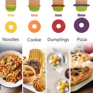Rolling Pin with Thickness Rings for Baking,Fondant, Pizza, Pie Crust, Cookie, Pastry, Roller Rod for Dough Thickness, 13.6