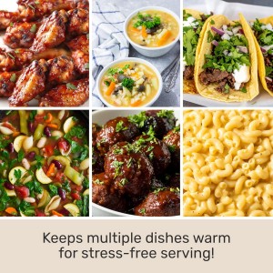 HomeCraft HCRTSCO15SS Triple Round Oval 1.5 Quart Stainless Steel Cooker Buffet with Adjustable Temperature Control, Removable Lids & Spoon Rests, Perfect for Dinner, Appetizers