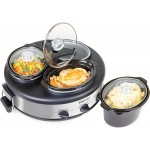 HomeCraft HCRTSCO15SS Triple Round Oval 1.5 Quart Stainless Steel Cooker Buffet with Adjustable Temperature Control, Removable Lids & Spoon Rests, Perfect for Dinner, Appetizers
