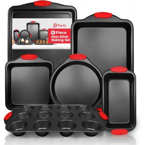 PERLLI Non-Stick 6-Piece Baking Pan Set,...