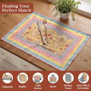 Maison d' Hermine Placemats Set of 4 100% Cotton Washable Cloth Place Mats Reusable Table Mats for Kitchen Dining Party Wedding Easter Decorations Spring/Summer (Marquise, 13