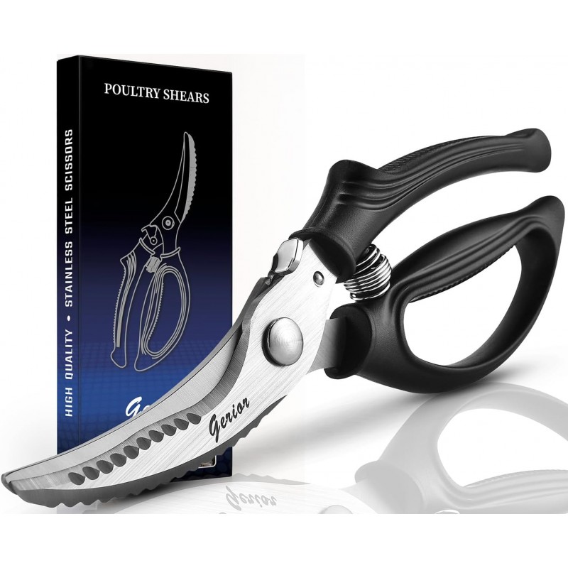 Heavy Duty Poultry Shears - Kitchen Scissors for Cutting Chicken, Poultry, Game, Meat - Chopping Vegetable - Spring Loaded