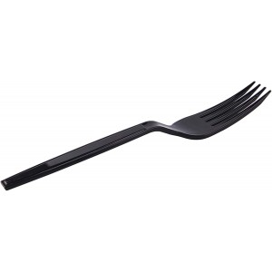 Plastic Fork Disposable Individually Packaged Forks Black 7-Inch Commercial Take Away Forks,Super Hard Mass Heavy Individually Wrapped Fork 100 PCS