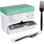 Plastic Fork Disposable Individually Packaged Forks Black 7-Inch Commercial Take Away Forks,Super Hard Mass Heavy Individually Wrapped Fork 100 PCS