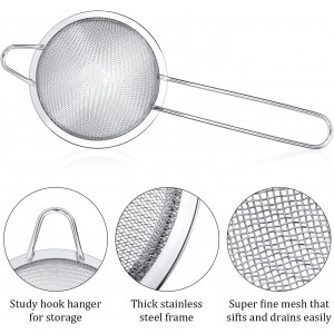 Patelai 3 Pieces Tea Strainers Cocktail Strainer Stainless Steel Fine Mesh Strainer Colander Conical Food Loose Tea Filter Practical Bar Colander Tool