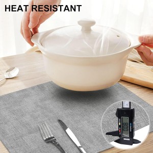 homing Faux Leather Heat Resistant Placemats 6 Packs, Waterproof Wipeable Dining Easter PU Place Mats for Indoor & Outdoor, Easy to Clean, Light Grey