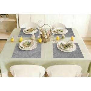 homing Faux Leather Heat Resistant Placemats 6 Packs, Waterproof Wipeable Dining Easter PU Place Mats for Indoor & Outdoor, Easy to Clean, Light Grey