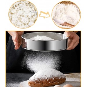 2 Pack Flour Sifter,Stainless Steel Fine Mesh Strainers Flour Sieve,60 Mesh Round Sifter for Baking Cake Bread (6-Inch and 8-Inch)