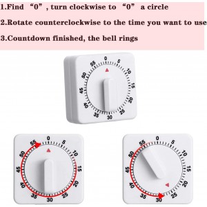 Weewooday 2 Pieces 60 Minute Visual Kitchen Timer Hour Mini Countdown Mechanical Timer Loud Voice for Kitchen, Homework, Exercise
