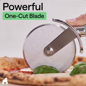 GORILLA GRIP BPA-Free Large Pizza Cutter Wheel, 9 Inch, Sharp Stainless Steel Blade, Slip Resistant Handle with Thumb Guard Protection, Slice Thick or Thin Pizzas, Pie, Pastries in Seconds, Mint