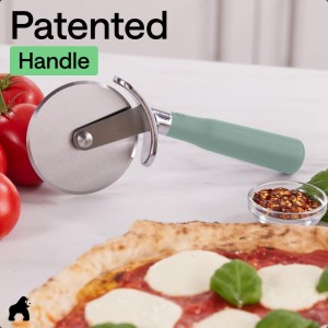 GORILLA GRIP BPA-Free Large Pizza Cutter Wheel, 9 Inch, Sharp Stainless Steel Blade, Slip Resistant Handle with Thumb Guard Protection, Slice Thick or Thin Pizzas, Pie, Pastries in Seconds, Mint