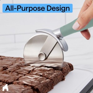 GORILLA GRIP BPA-Free Large Pizza Cutter Wheel, 9 Inch, Sharp Stainless Steel Blade, Slip Resistant Handle with Thumb Guard Protection, Slice Thick or Thin Pizzas, Pie, Pastries in Seconds, Mint