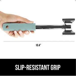 GORILLA GRIP BPA-Free Patented Dual-Sided Meat Tenderizer Tool, Soft Comfortable Handle with Hanging Hole, Heavy Duty Kitchen Mallet for Steak Beef Fish, Chicken Cutlet Pounder, Dishwasher Safe, Mint