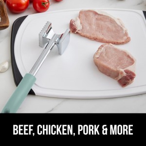 GORILLA GRIP BPA-Free Patented Dual-Sided Meat Tenderizer Tool, Soft Comfortable Handle with Hanging Hole, Heavy Duty Kitchen Mallet for Steak Beef Fish, Chicken Cutlet Pounder, Dishwasher Safe, Mint