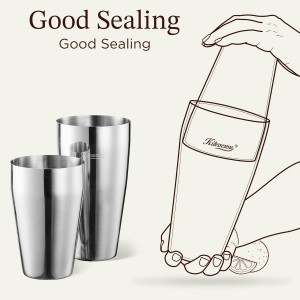 KITESSENSU Cocktail Shaker Set, 2-Piece Boston Shaker Set for Drink Mixing, Premium 18/8 Stainless Steel Martini Shaker for Bartending and Home Bar - 18oz & 28oz, Recipes Booklet Included, Silver