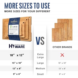 4-Piece Extra Large Bamboo Cutting Boards Set for Kitchen, Heavy Duty Cutting Board with Juice Groove, Bamboo Chopping Board Set for Meat, Vegetables - Pre Oiled