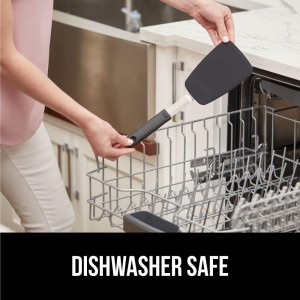 GORILLA GRIP Food Grade Flexible Silicone Spatula, Heat Resistant Head for Nonstick Frying Pan, Patented Soft Rubber Handle for Comfort, Non-Scratch Kitchen Turner, Flip Eggs Burgers, 11.6 in, Black